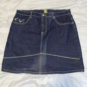 Crest Y2K Vintage Straight Denim Skirt Women's 15/16 (34x18) Neon Green